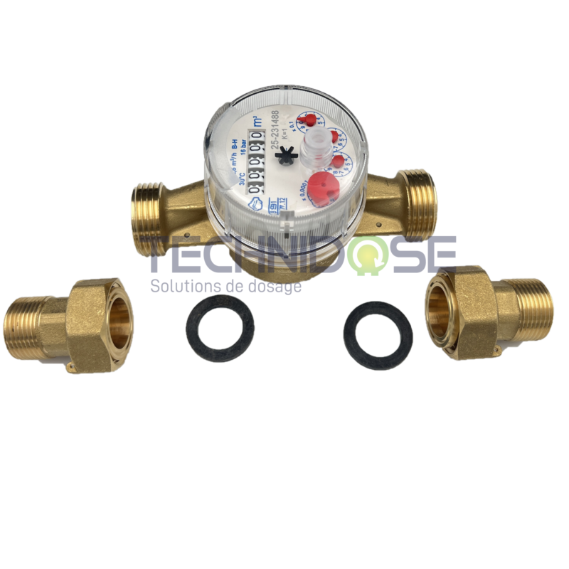 COMPTEUR TC0 DN25 1'' - RACCORDS DN20 3/4'' - 30°C