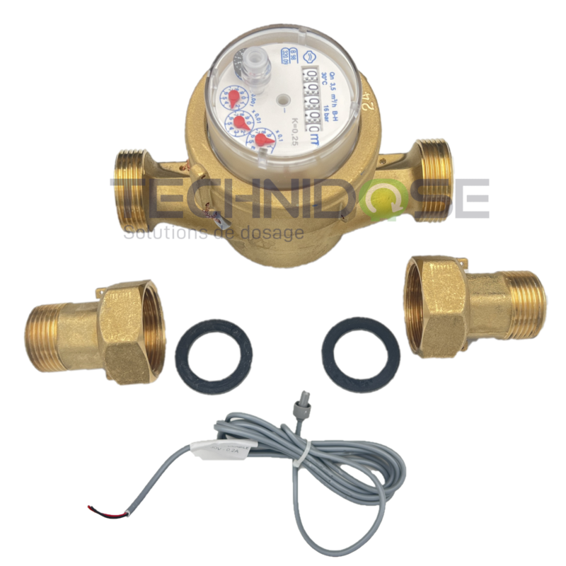 COMPTEUR TC1 DN32 1''1/4 - RACCORDS DN25 1'' - 4 imp/litre - 30°C