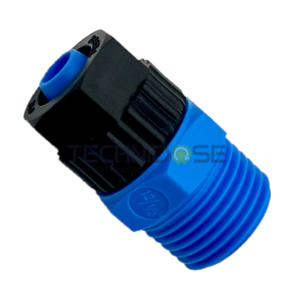 RACCORD MALE PPH A COIFFE 1/2''Gm BSPT TUBE Øext 12mm /Øint 9mm