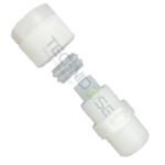 RACCORD MALE PVDF A COIFFE 3/8"Gm BSPT TUBE Øext 12mm/ Øint 10mm