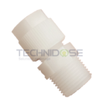 RACCORD MALE PVDF A COIFFE 3/8"Gm BSPT TUBE Øext 12mm/ Øint 10mm