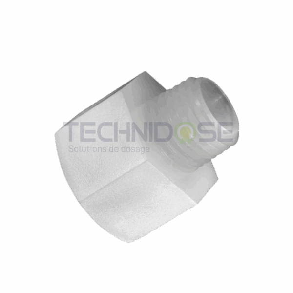 ADAPTATEUR MALE/FEMELLE PVDF - 3/8''Gm x 1/2''Gf