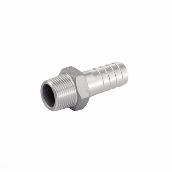 RACCORD CANNELÉ MOULÉ  INOX 316 - 1/4''Gm - TUBE ØInt. 6mm