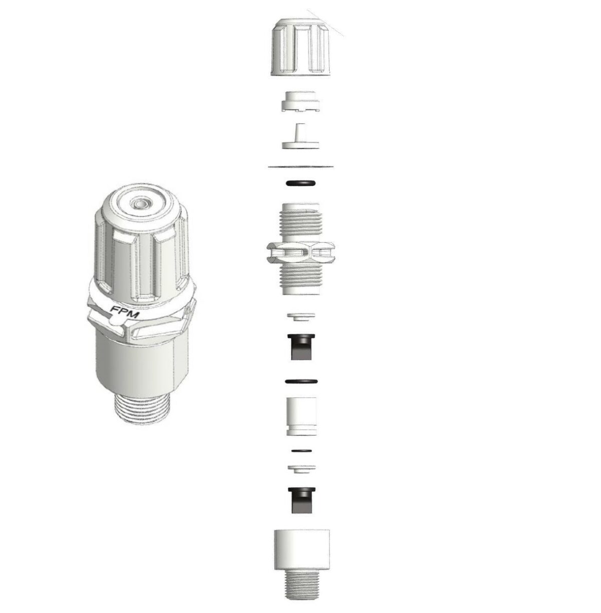 CLAPET INJECTION DOUBLE LEVRES - PVDF/FPM TUBE 4X6 - RACCORD 3/8'' – Image 1