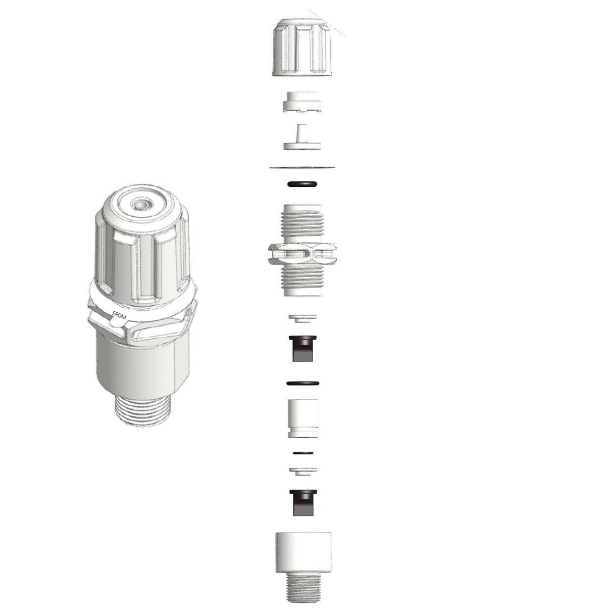CLAPET A DOUBLE LEVRE pour TUBE 4x6 PVDF/EPDM – Image 1