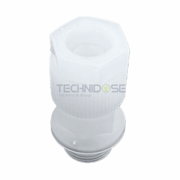 RACCORD MALE A COIFFE PVDF JOINT FKM 3/8''Gm TUBE Øext 12mm/ Øint 9mm