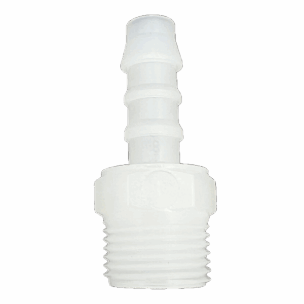 RACCORD DROIT MALE CANNELE PVDF- FILETE 3/8''Gm - Øint 10mm