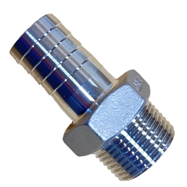 RACCORD CANNELÉ MOULÉ  INOX 316 - 1''Gm - TUBE ØInt. 25mm