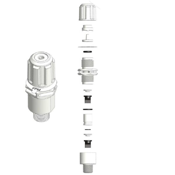 CLAPET INJECTION DOUBLE LEVRES - PVDF/FPM TUBE 4X6 - RACCORD 3/8''