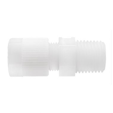 RACCORD MALE PVDF A COIFFE 1/2''Gm BSPT TUBE Øext 8mm/ Øint 6mm