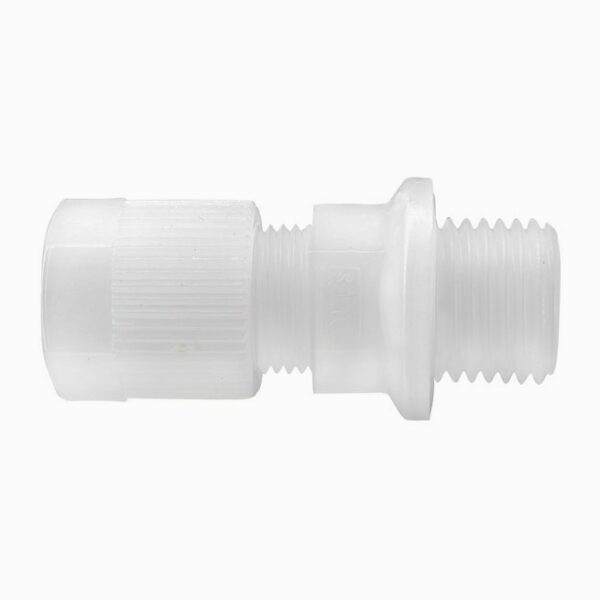 RACCORD MALE A COIFFE PVDF ARETE 3/8''Gm TUBE Øext 12mm/ Øint 10mm