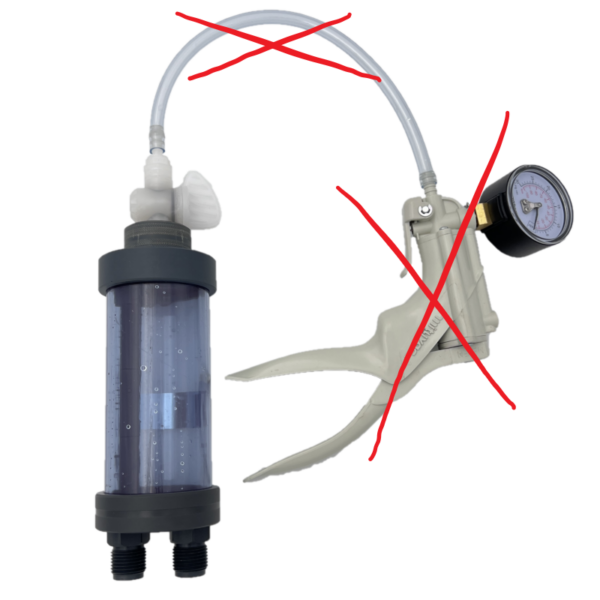 CHAMBRE D'AMORCAGE PVC/FPM 300ml - VANNE PVDF 1/4 TOUR + CANNELE 6mm