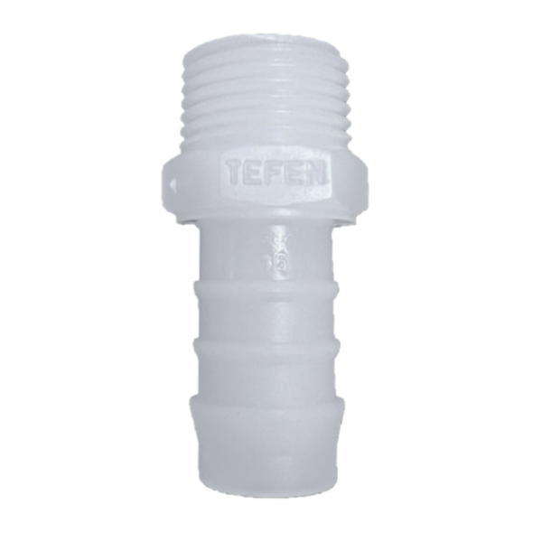 RACCORD DROIT MALE CANNELE PVDF- FILETE 1/2''Gm - Ø16mm